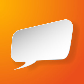 Abstract paper speech bubble on orange background