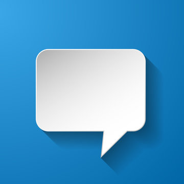 Abstract Paper Speech Bubble On Blue Background