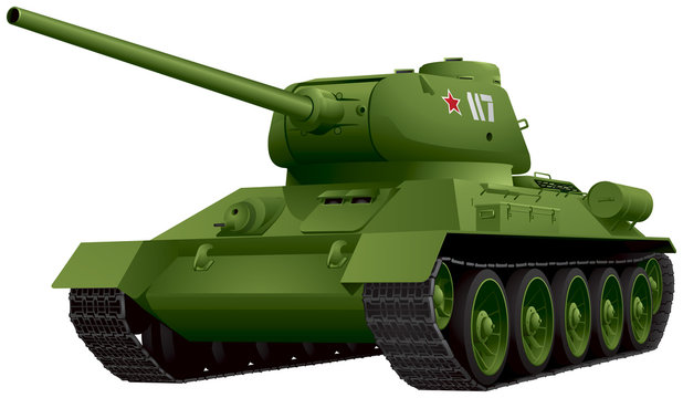 T-34 Tank in perspective vector illustration