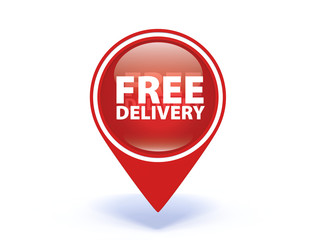 Free delivery pointer icon on white background