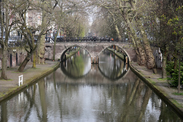 Utrecht city canal in winter