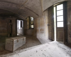 old abandoned room with chest