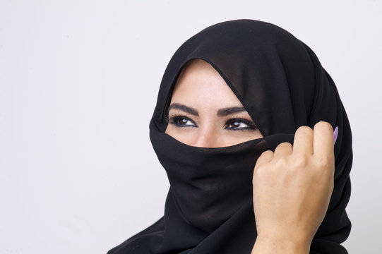 Beautiful girl wearing burqa closeup