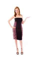 Naklejka premium model presenting showcasing with hand