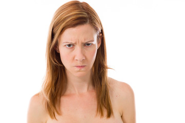 Obraz premium model isolated on plain background upset angry worried