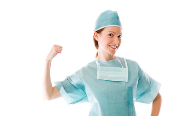 strong model isolated with arm curl