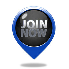 Join now pointer icon on white background