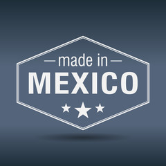 made in Mexico hexagonal white vintage label