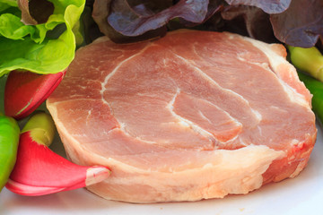 Raw pork and variety vegetables