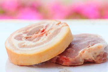 Raw pork and variety vegetables