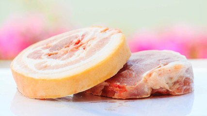 Raw pork and variety vegetables