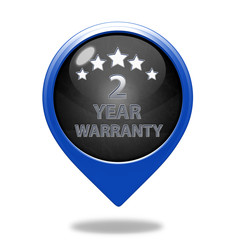 Two year warranty pointer icon on white background
