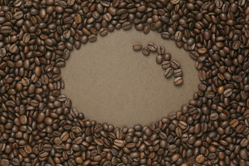 Caffe edition, coffee beans on old brown paper