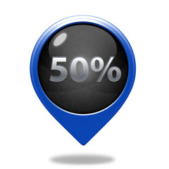 Fivety percent pointer icon on white background