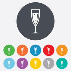 Glass of champagne sign icon. Alcohol drink.