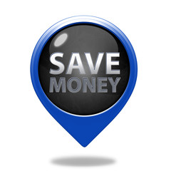 Save money pointer icon on white background