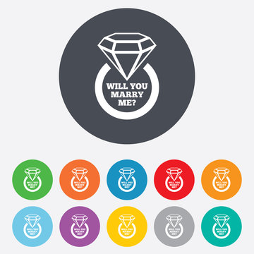 Marry Me Ring Sign Icon. Engagement Symbol.