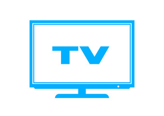 Blue TV icon on white background