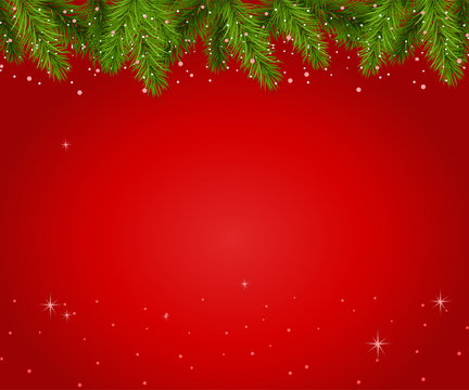 Christmas red background with branches