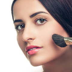 Beauty Girl with Makeup Brush