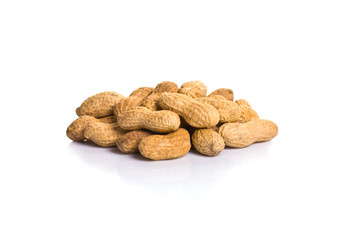 Heap of Peanuts in Shell isolated on white