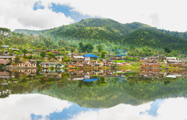 Fototapeta premium Reflection at Ban Ruk Thai Reservoir