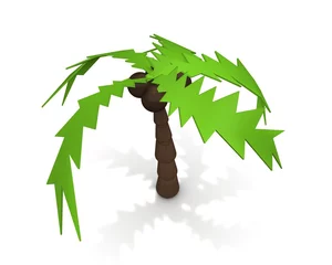 Foto auf Alu-Dibond Vrijstaande palmboom tegen witte achtergrond © emieldelange