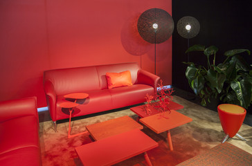 stylish red living room