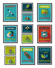 Toy poster flat banner design flat background set, eps10