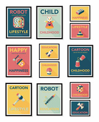 Toy poster flat banner design flat background set, eps10