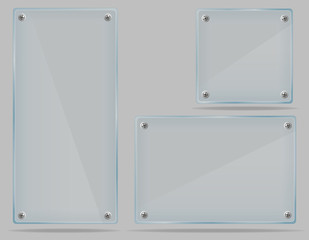 set transparent glass plate vector illustration