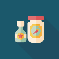 kitchenware hot sauce flat icon with long shadow,eps10