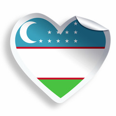 Obraz premium Heart sticker with flag of Uzbekistan isolated on white