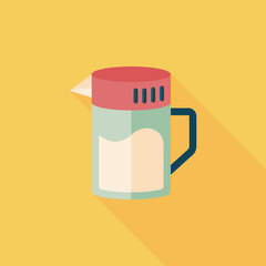 kitchenware tea pot flat icon with long shadow,eps10