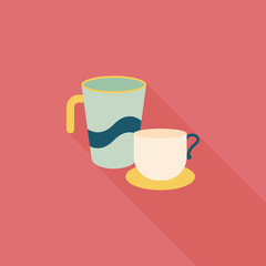 kitchenware cup flat icon with long shadow,eps10