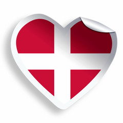 Obraz premium Heart sticker with flag of Denmark isolated on white