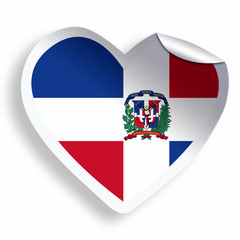 Heart sticker with flag of Dominican Republic isolated