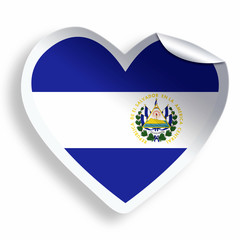 Heart sticker with flag of El Salvador isolated on white