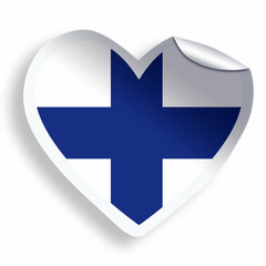 Obraz premium Heart sticker with flag of Finland isolated on white