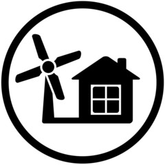 round wind mill icon for home alternative power