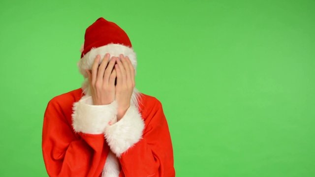 santa claus - green screen - studio - santa claus crying