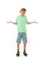 model isolated on plain background puzzled confused lost
