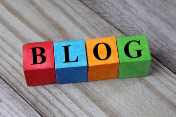 concept of blog word on wooden colorful cubes