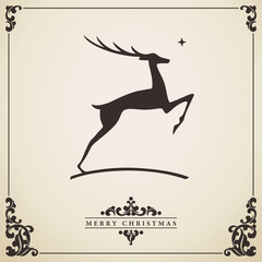 Christmas card with deer vector illustration