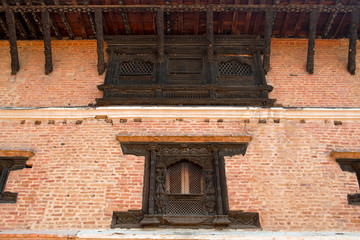 Elements of carved art on a Durbar square of Bhaktapur, Nepal