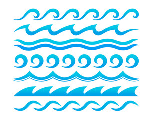 Water waves design elements vector set