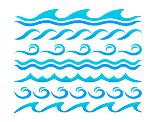 Water waves design elements vector set