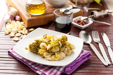 Pasta orecchiette con broccoletti nel piatto
