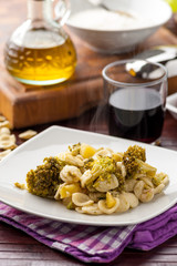 Pasta orecchiette con broccoletti nel piatto