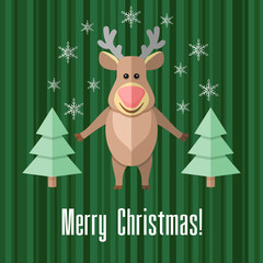 Naklejka premium Christmas card with reindeer